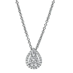 Collier Tropfen aus 585 Gold Weißgold 31 Diamanten 0,24ct TW-SI L:45cm