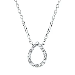 Collier Tropfen aus 750 Gold Weißgold 20 Diamanten 0,04ct TW-SI L:45cm