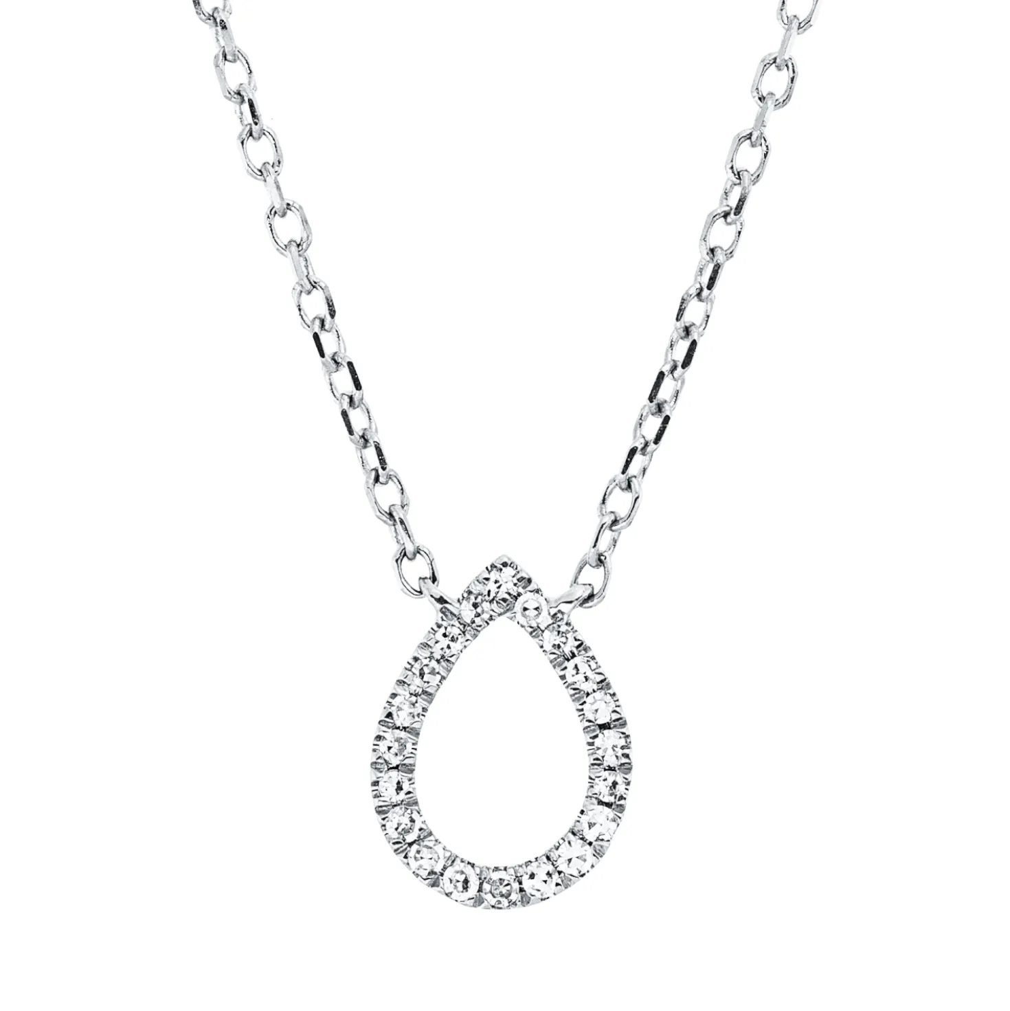 Collier Tropfen aus 750 Gold Weißgold 20 Diamanten 0,04ct TW-SI L:45cm