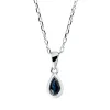 Collier Tropfen aus 750 Gold Weißgold Saphir 0,24ct blau L:45cm