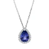 Collier Tropfen aus 750 Weißgold Tansanit 1,36ct blau 23 Brillanten 0,15ct TW-SI