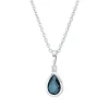 Collier Tropfen aus 750 Weißgold Topas 0,49ct London Blue Brillant 0,02ct TW-SI