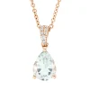 Collier Tropfen 750 Rotgold Amethyst 1,06ct grün 8 Diamanten 0,04ct TW-SI L:45cm
