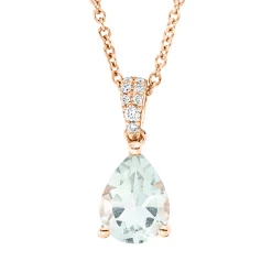 Collier Tropfen 750 Rotgold Amethyst 1,06ct grün 8 Diamanten 0,04ct TW-SI L:45cm