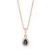 Collier Tropfen 750 Rotgold Saphir 0,22ct blau 14 Brillanten 0,06ct TW-SI L:45,7cm
