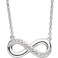 Collier Unendlichkeit Halskette mit Anhänger 925 Silber mit Zirkonia 41 cm