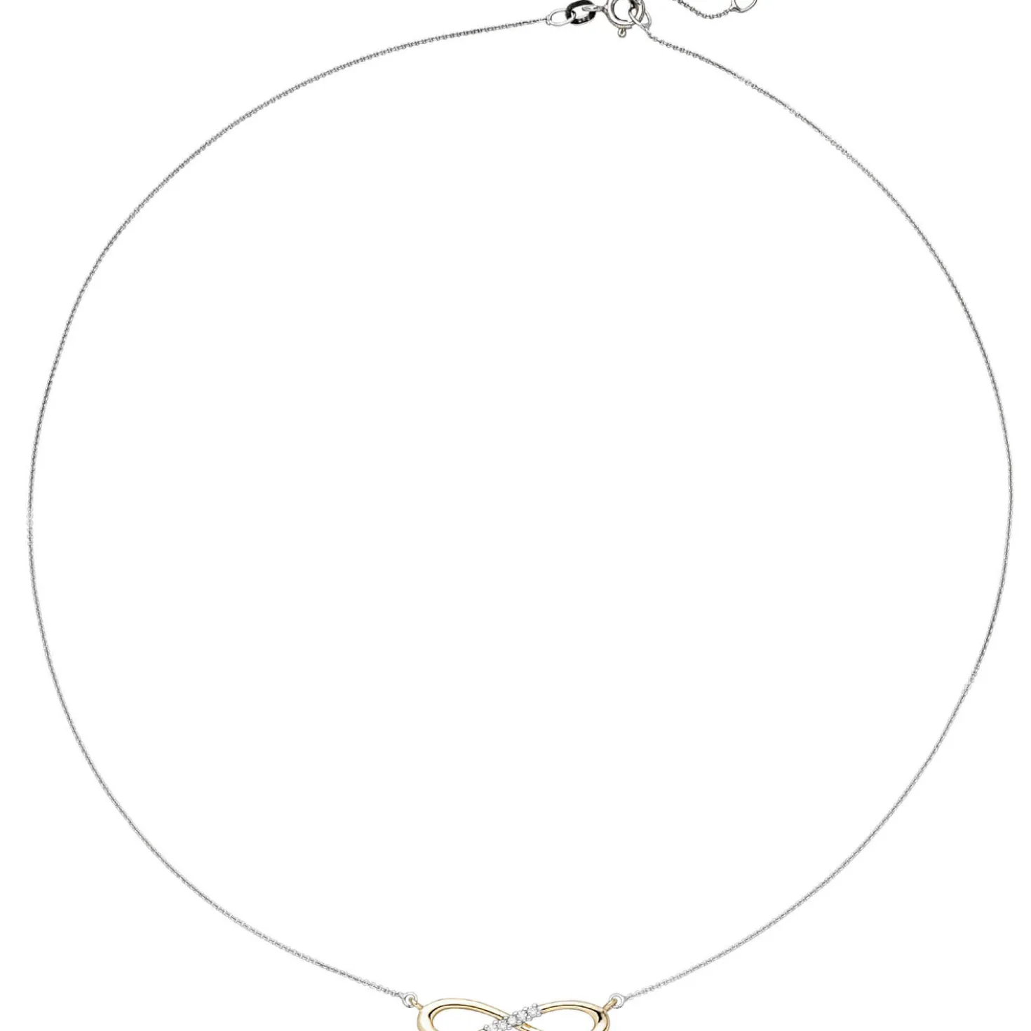 Collier Unendlichkeit Infinity Symbol 5 Diamanten 0.05Ct W/SI 585 Gold Halskette