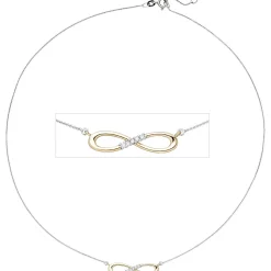 Collier Unendlichkeit Infinity Symbol 5 Diamanten 0.05Ct W/SI 585 Gold Halskette