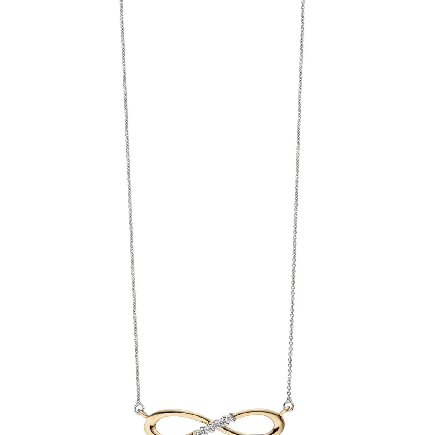 Collier Unendlichkeit Infinity Symbol 5 Diamanten 0.05Ct W/SI 585 Gold Halskette