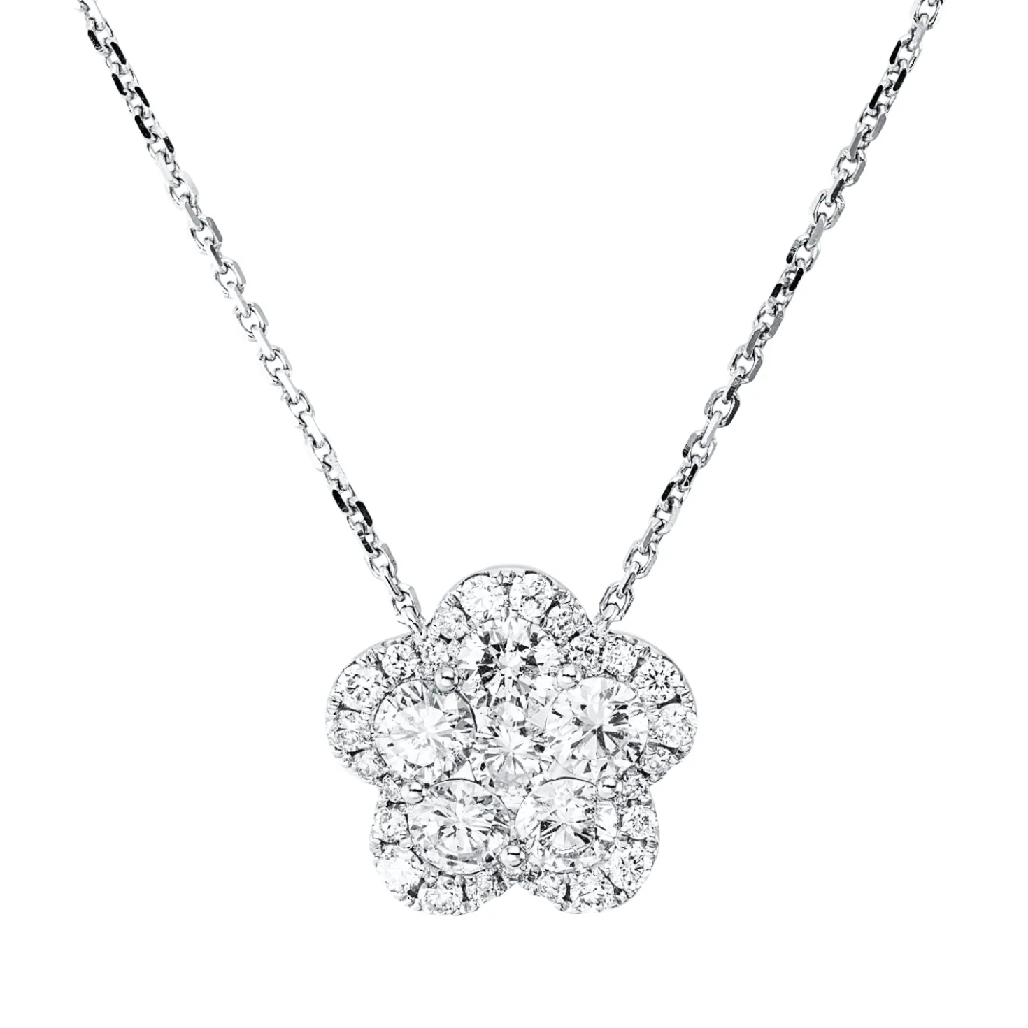 Collier 750 Weißgold 6 Brillanten 1,2ct TW-SI 25 Brillanten 0,3ct TW-SI L:43,2cm