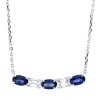 Collier 750 Weißgold 3 Saphire 1,08ct blau 2 Diamanten Smaragd-Schliff 0,5ct TW-SI