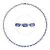 Collier 750 Weißgold 48 Tansanite 21,3ct blau 48 Brillanten 0,95ct F-PI L:41,5cm