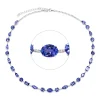 Collier 750 Weißgold 27 Tansanite 23,1ct blau 78 Brillanten 0,36ct F-VSI L:45,7cm