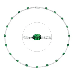 Collier 750 Weißgold 19 Tsavorithe 9,17ct grün 180 Brillanten 3,29ct TW-VSI/SI