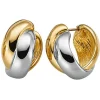 Creole Creolen 12mm creolen Ohrringe 585 Gold Gelbgold & Weißgold Goldohrringe