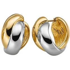 Creole Creolen 12mm creolen Ohrringe 585 Gold Gelbgold & Weißgold Goldohrringe