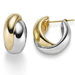 Creole Creolen 12mm creolen Ohrringe 585 Gold Gelbgold & Weißgold Goldohrringe
