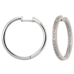 Creole Creolen 2,3mm 50 Diamanten 0.25Ct W/SI Brillanten 585 Gold Weißgold Damen