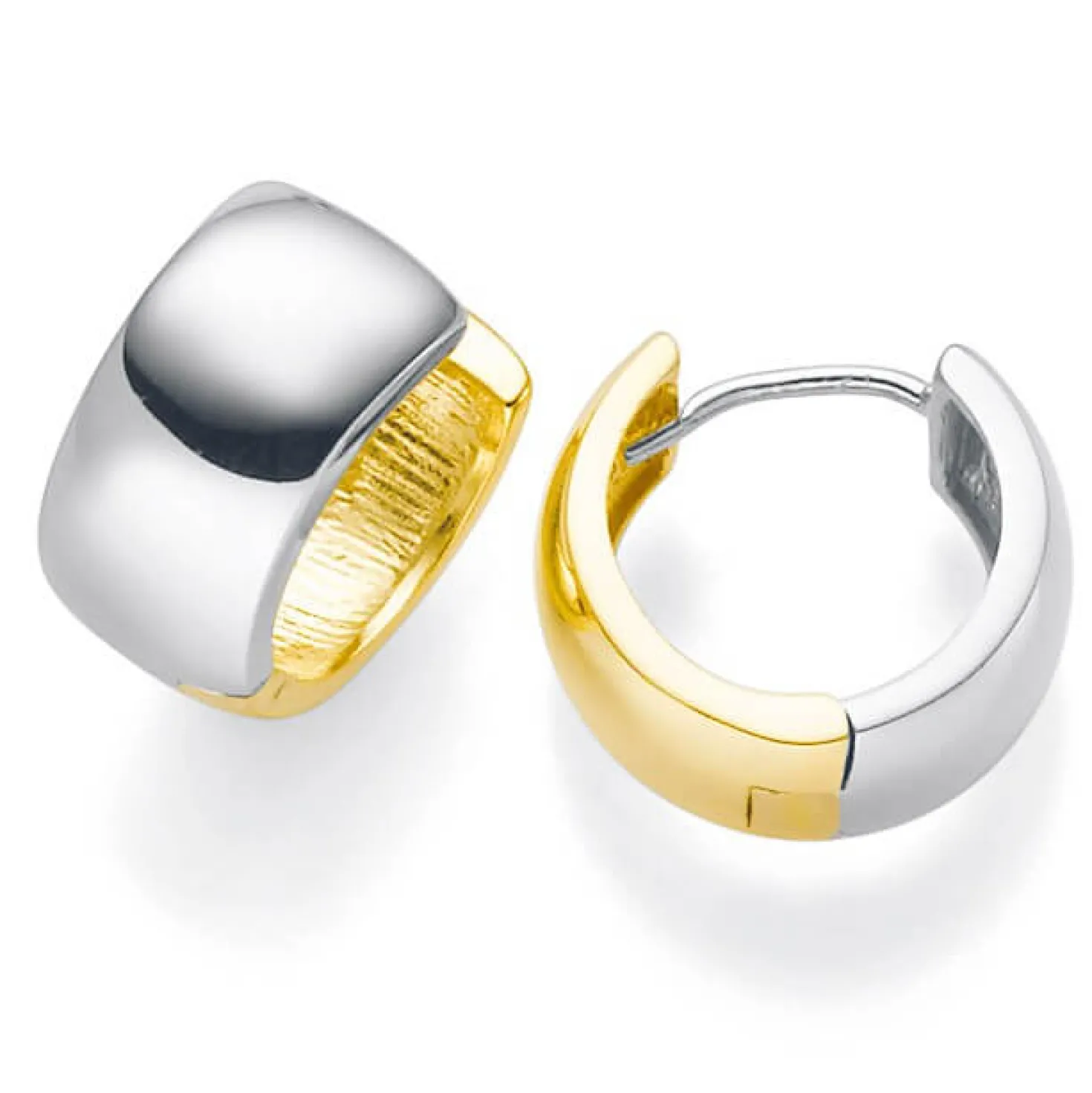 Creole Creolen 13x6,5mm 750 Gold gelb/weiß bicolor Ohrringe Ohrschmuck