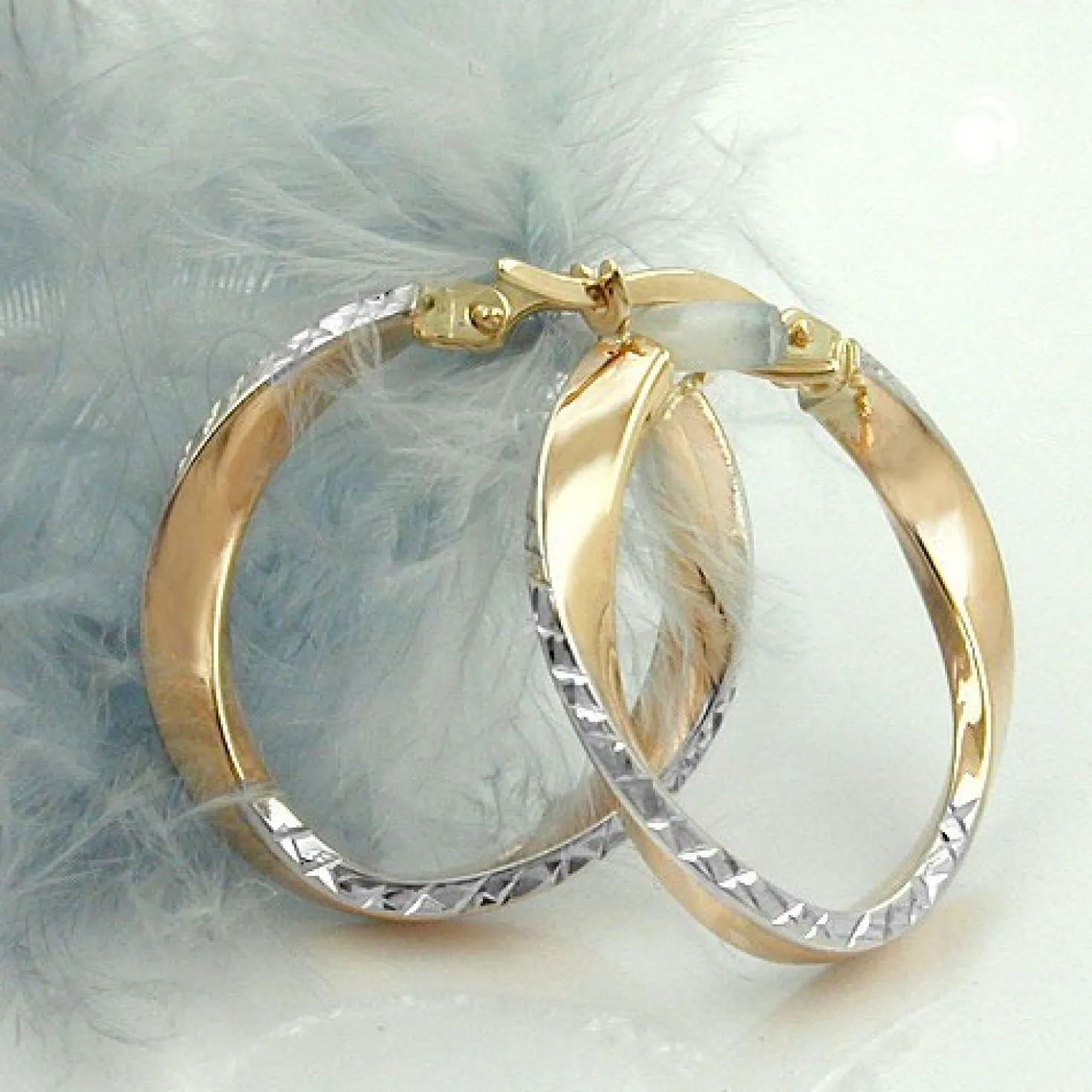Creole Creolen 20x3mm Ohrringe aus 375 Gold Gelbgold rhodiniert oval gedreht