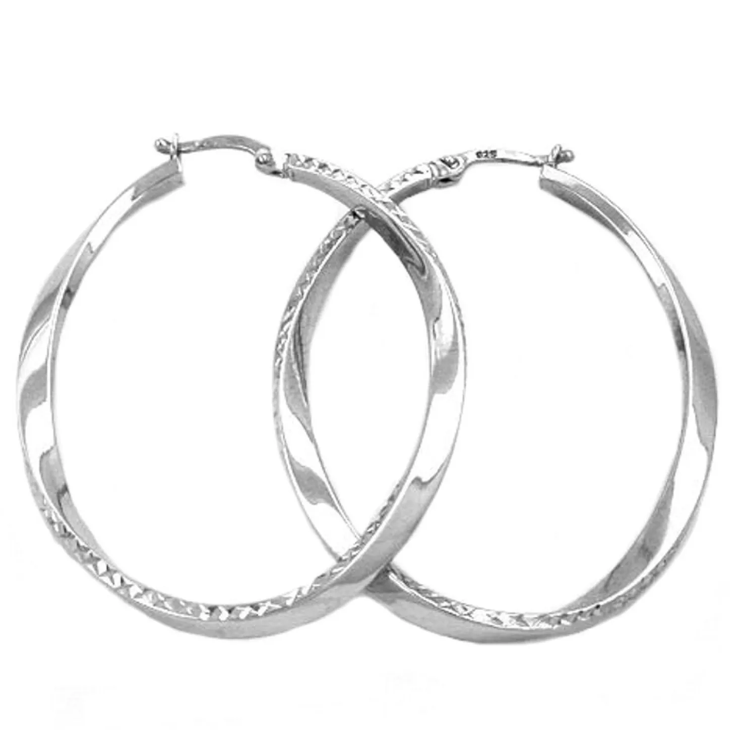 Creole Creolen 44x3mm Ohrringe oval geschwungen echtes 925 Silber für Damen