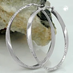 Creole Creolen 44x3mm Ohrringe oval geschwungen echtes 925 Silber für Damen