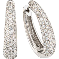 Creole Creolen 5,3x24mm oval 925 Echt Silber mit Zirkonia Ohrschmuck