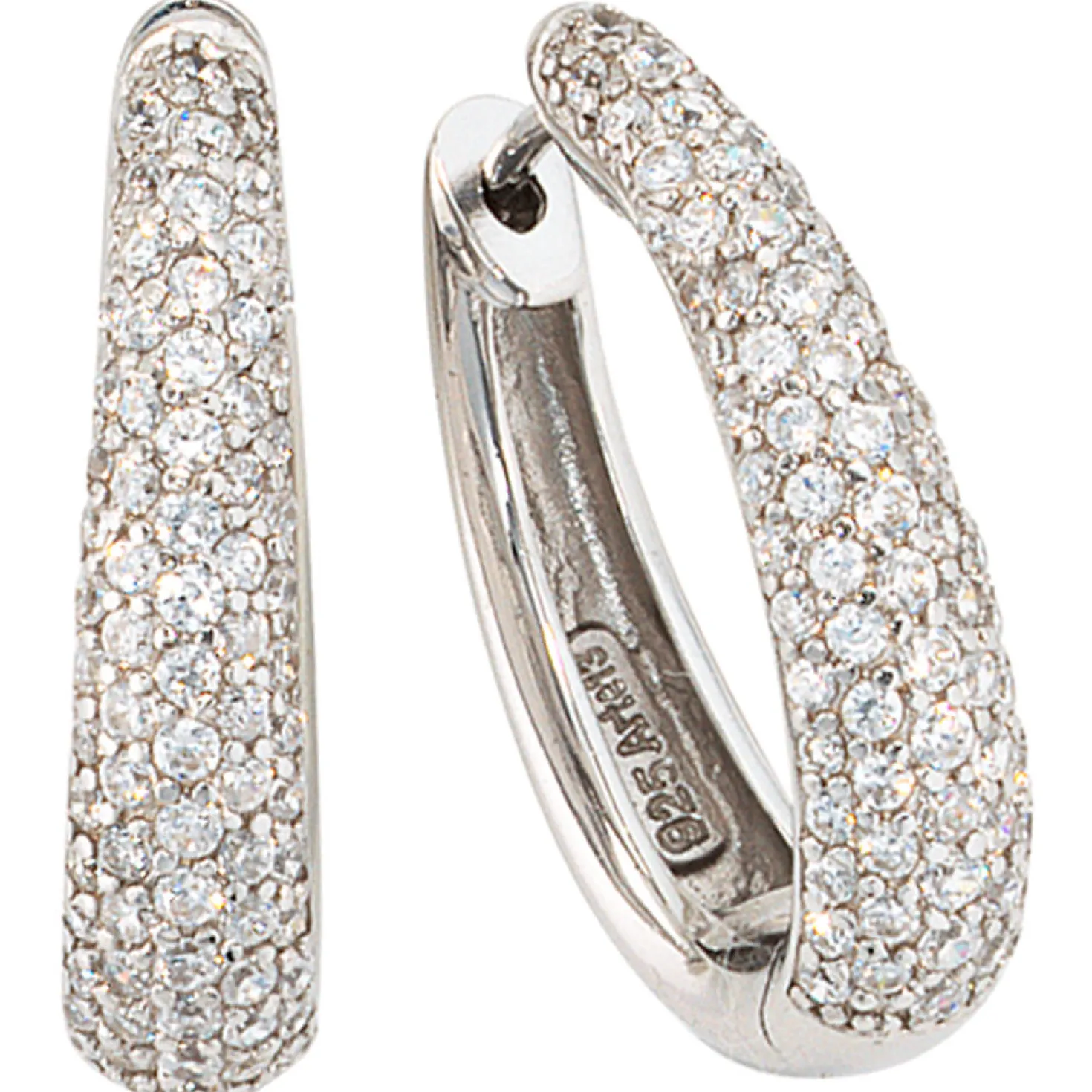 Creole Creolen 5,3x24mm oval 925 Echt Silber mit Zirkonia Ohrschmuck