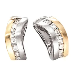 Creole Creolen 6x15mm 585 Weißgold Gelbgold Gold Diamant 0.8Ct Brillanten