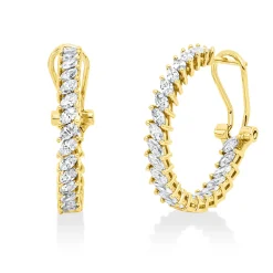 Creolen aus 750 Gelbgold 48 Diamanten Navette-Schliff 1,7ct TW-VSI/SI 22,5x3,2mm