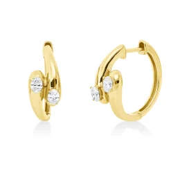 Creolen aus 750 Gelbgold 4 Diamanten Oval-Schliff 0,43ct TW-SI 20,8x7,4mm