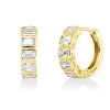 Creolen aus 750 Gelbgold 10 Diamanten Smaragd-Schliff 0,9ct F-SI 12,7x3,8mm