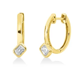 Creolen aus 750 Gelbgold 2 Diamanten Smaragd-Schliff 0,38ct TW-SI 15,3x5mm Zarge