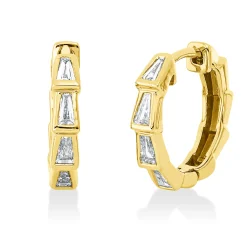 Creolen aus 750 Gelbgold 8 Diamanten Trapez-Schliff 0,48ct TW-SI 16,5x3,2mm