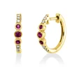 Creolen aus 585 Gelbgold 6 Rubine 0,23ct rot 12 Diamanten 0,09ct TW-SI 15,3x3mm