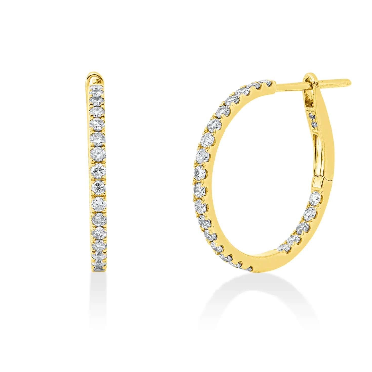 Creolen aus 750 Gold Gelbgold 48 Brillanten 0,62ct I-PI 22x1,5mm