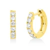 Creolen aus 750 Gold Gelbgold 12 Brillanten 0,3ct I-SI 11x2mm