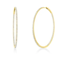 Creolen aus 750 Gold Gelbgold 158 Brillanten 2ct I-SI 51x1,5mm