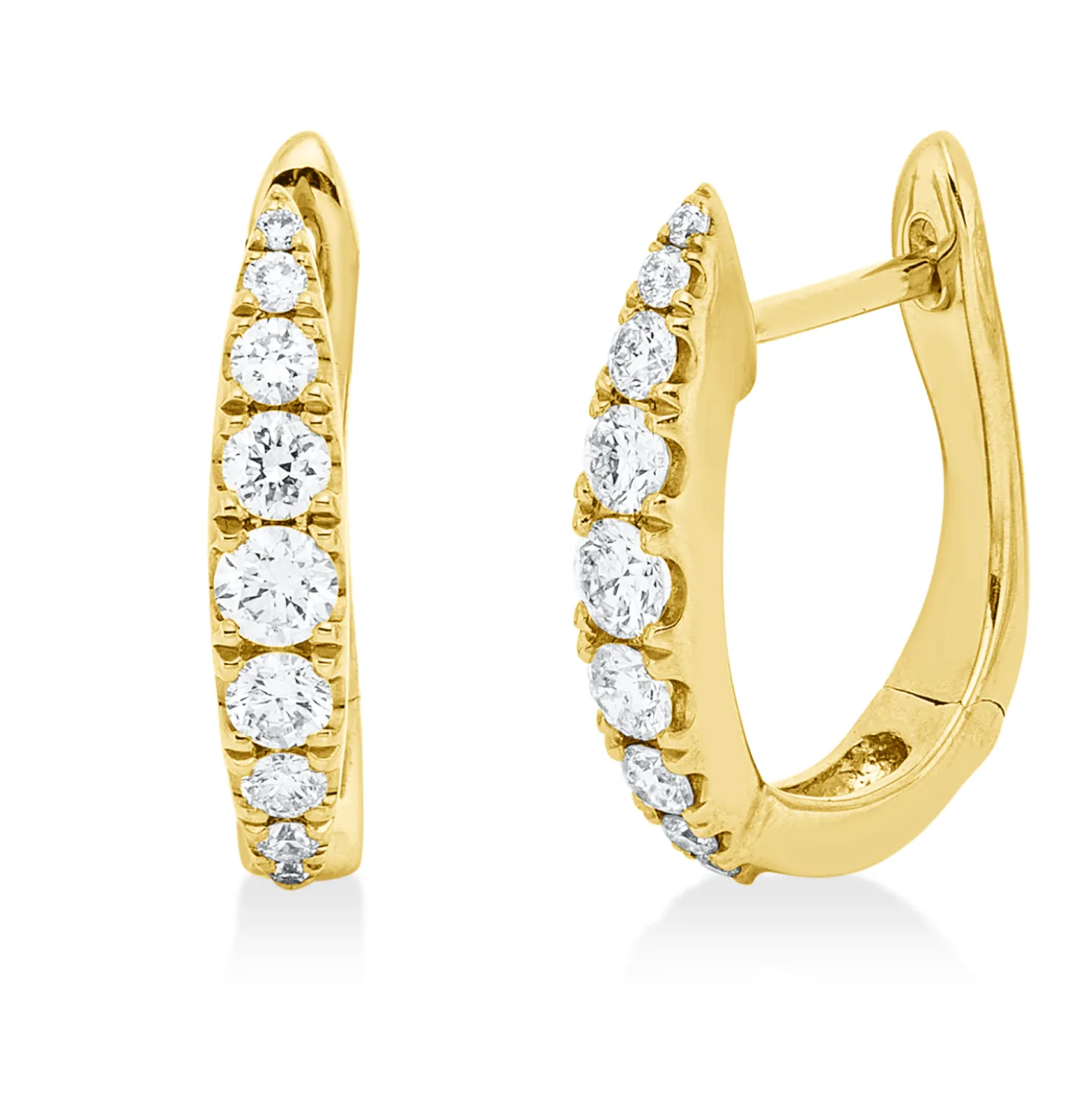 Creolen aus 750 Gold Gelbgold 18 Brillanten 0,4ct I-SI 14,5x2,5mm