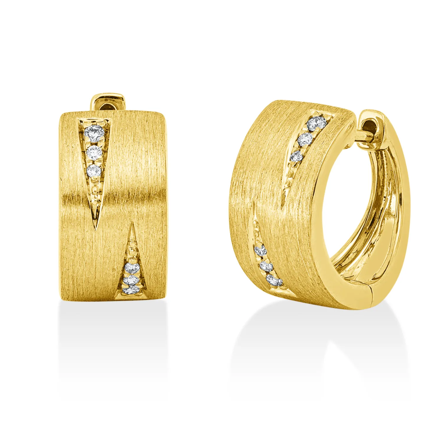 Creolen aus 585 Gold Gelbgold 12 Brillanten 0,05ct TTLB-SI 12,3x6mm