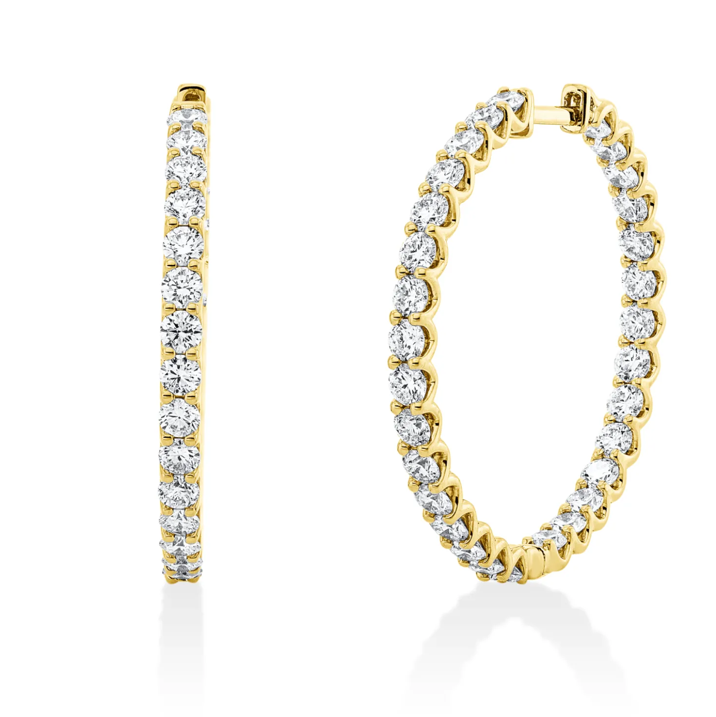 Creolen aus 750 Gold Gelbgold 60 Brillanten 3,34ct TW-SI 30,3x2,5mm