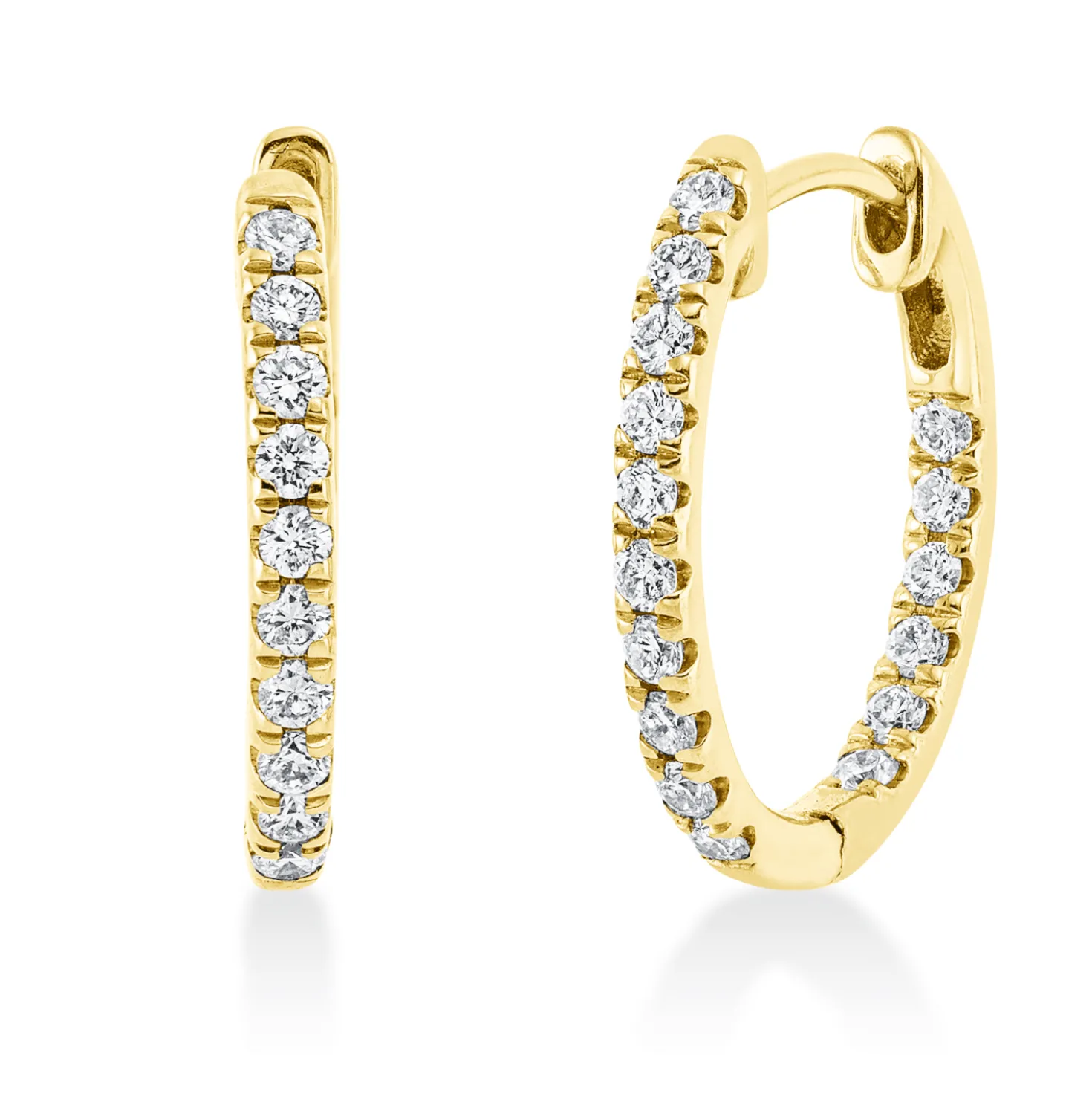 Creolen aus 750 Gold Gelbgold 32 Brillanten 0,47ct TW-SI 16,7x1,9mm