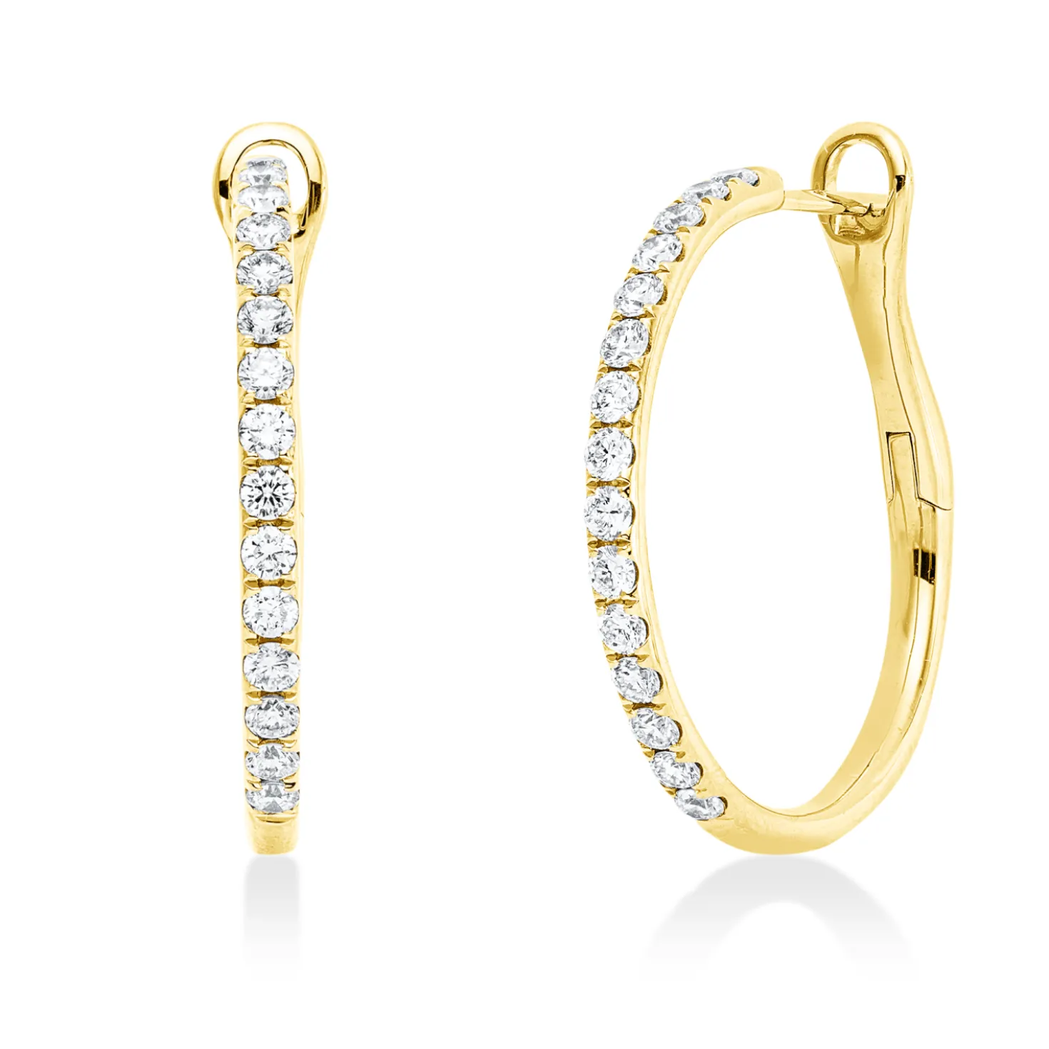 Creolen aus 750 Gold Gelbgold 30 Brillanten 0,76ct TW-SI 25,2x2mm