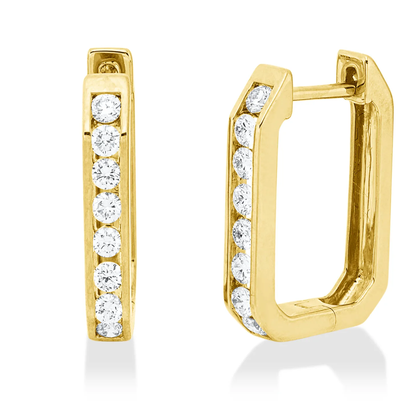 Creolen aus 750 Gold Gelbgold 16 Brillanten 0,41ct TW-SI 16,5x2,9mm