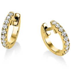 Creolen aus 750 Gold Gelbgold 18 Brillanten 0,17ct TW-SI 10,3x1,6mm