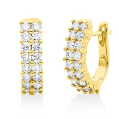 Creolen aus 750 Gold Gelbgold 36 Brillanten 1,07ct TW-SI 14,7x4,4mm