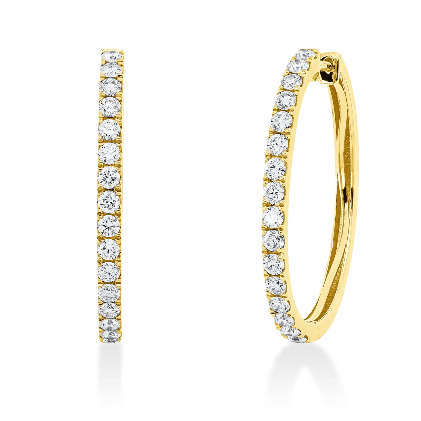 Creolen aus 750 Gold Gelbgold 32 Brillanten 1,28ct TW-SI 30x2,5mm