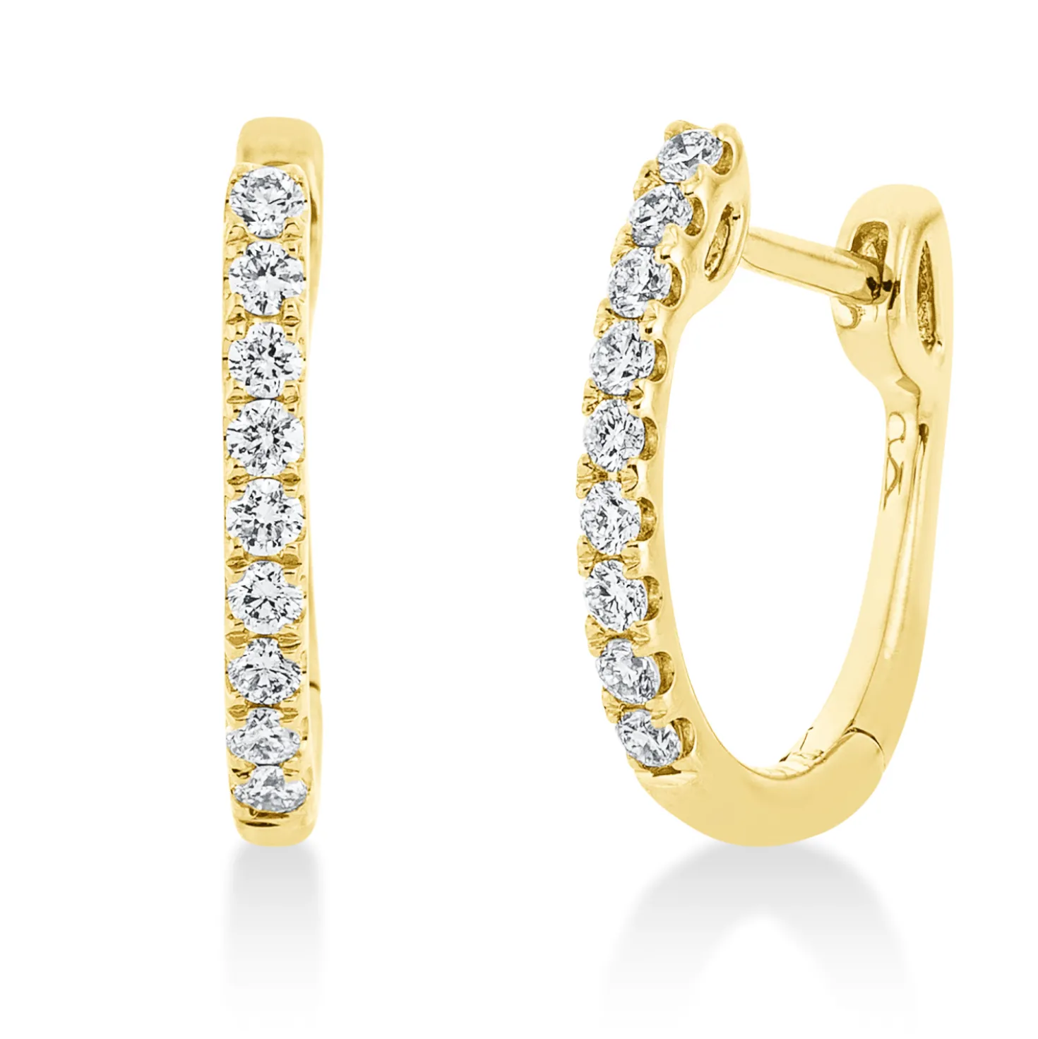 Creolen aus 750 Gold Gelbgold 18 Brillanten 0,23ct TW-SI 13,3x1,5mm