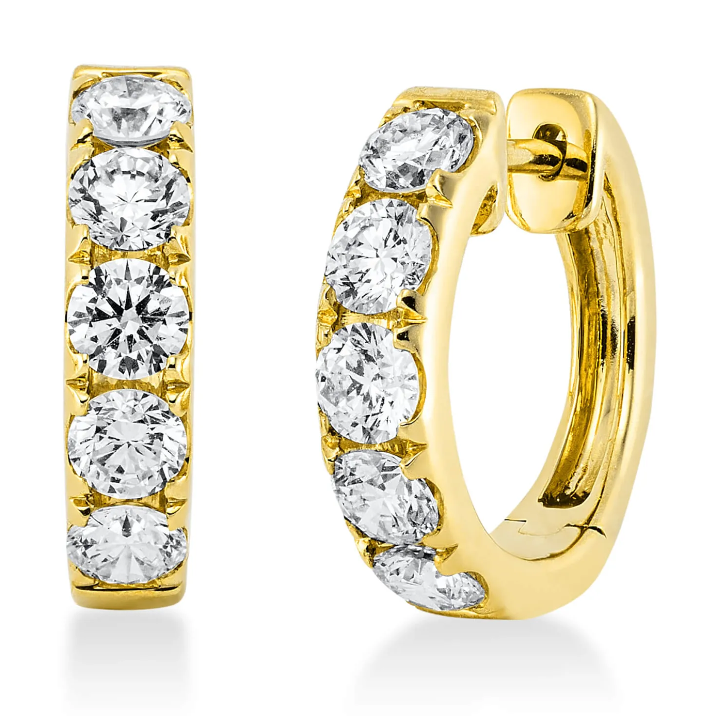 Creolen aus 750 Gold Gelbgold 10 Brillanten 1,48ct TW-SI 15,9x3,7mm