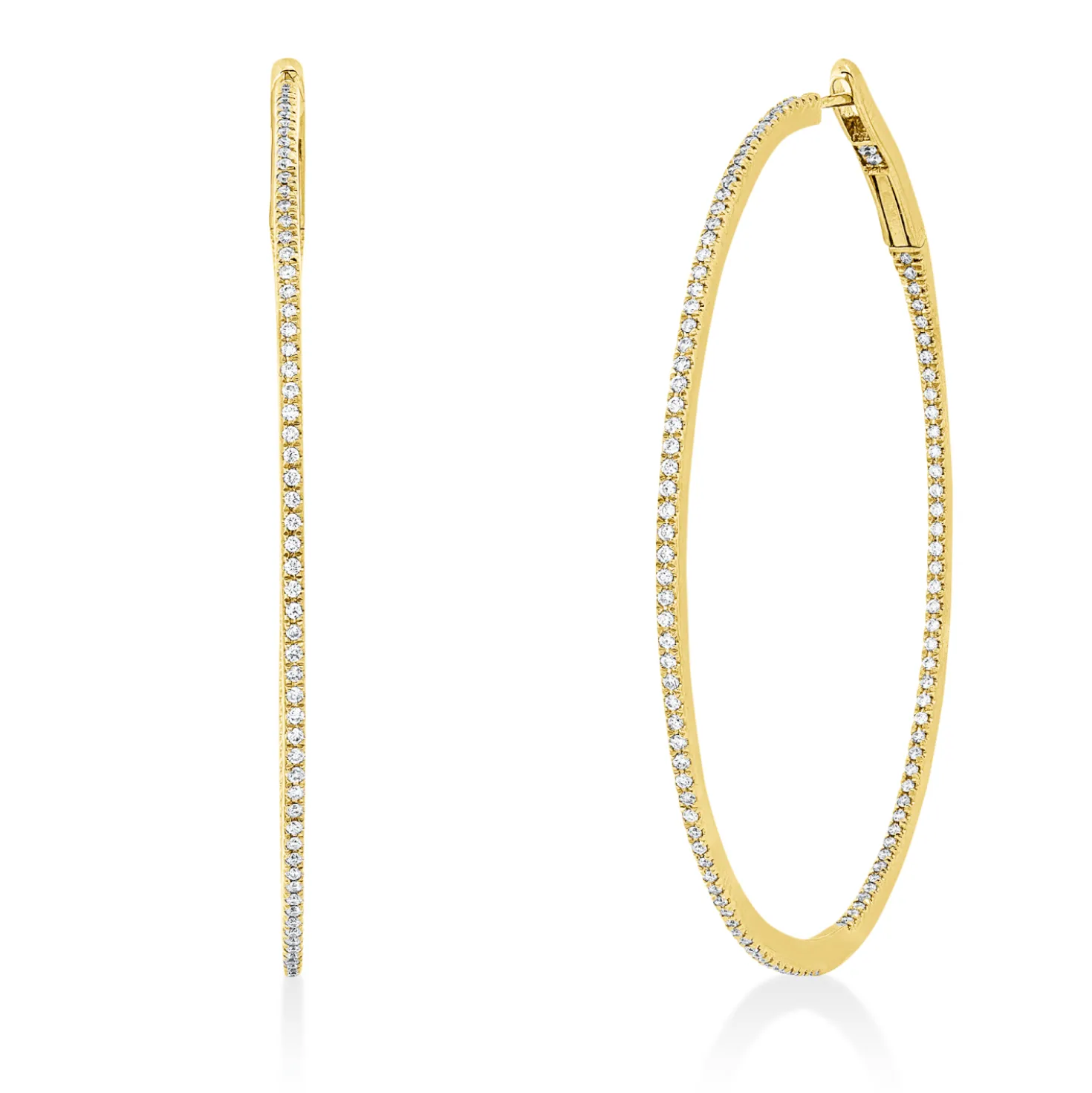 Creolen aus 750 Gold Gelbgold 224 Brillanten 0,61ct TW-SI 50x1,2mm